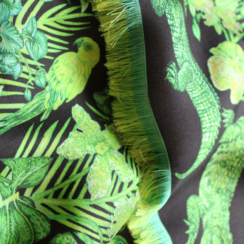 René Lalique by Ginny Litscher foulard seta verde jungle