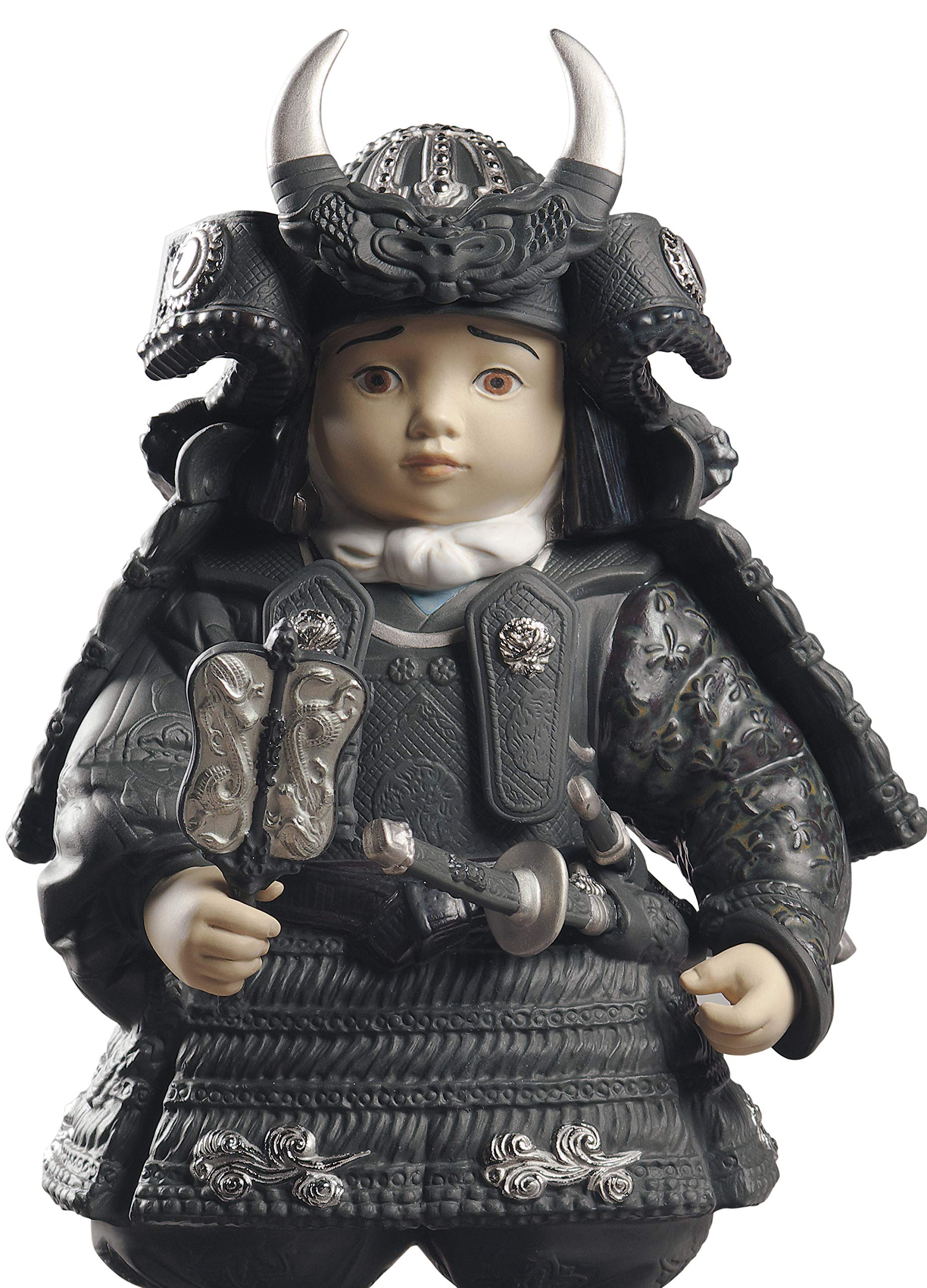 Lladró Alta Porcellana Bambino Samurai scultura lustro argento