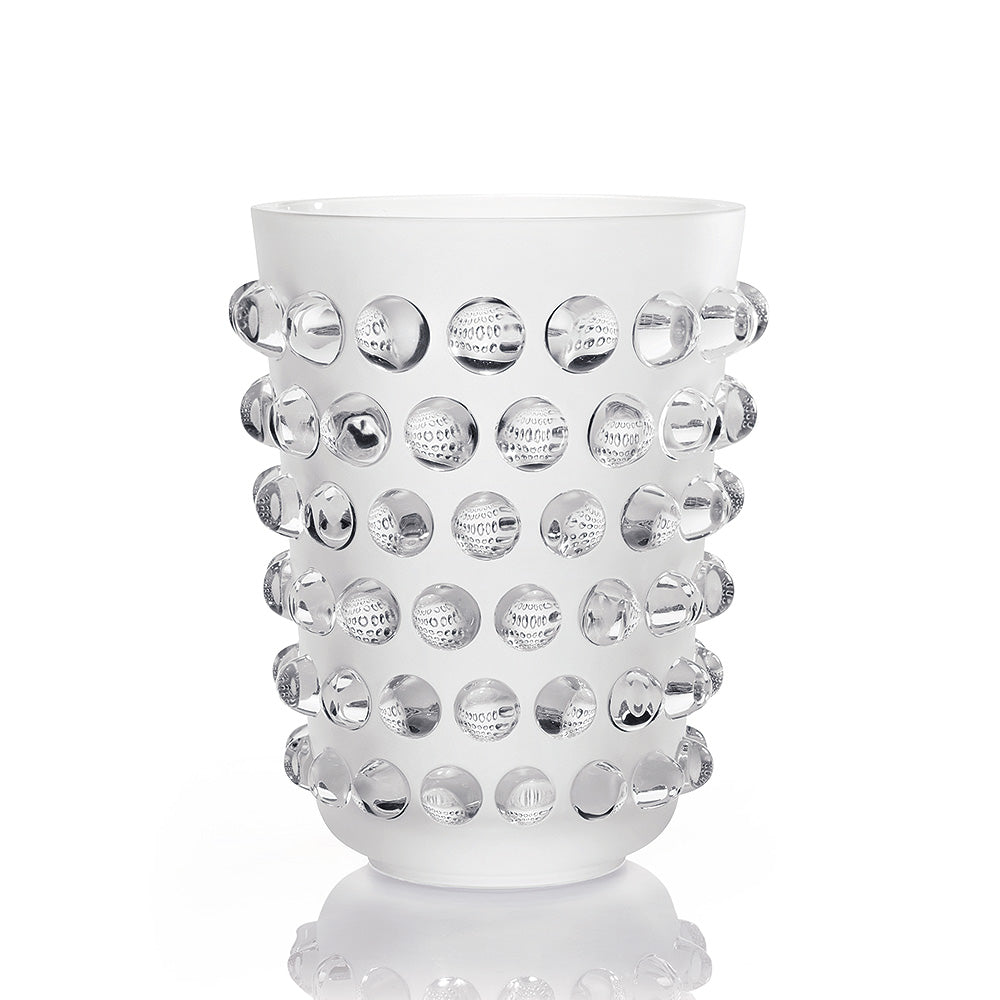 René Lalique Mossi vaso XXL in cristallo cabochon