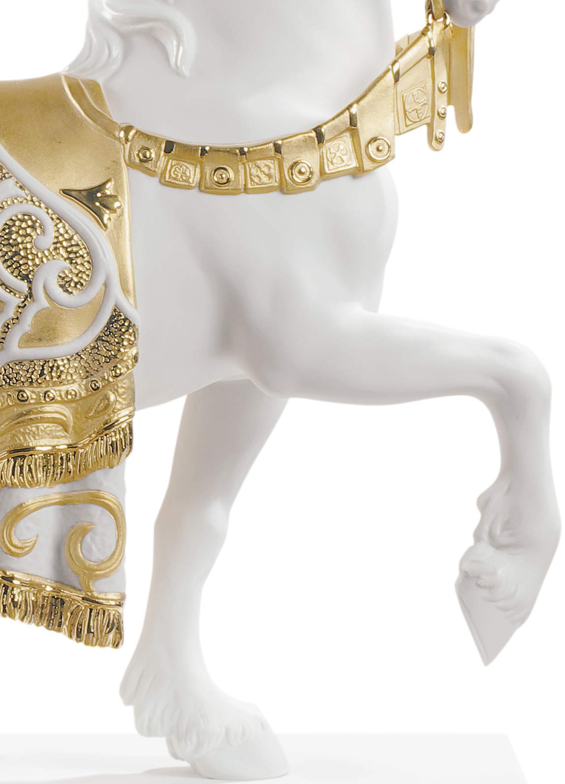 Lladró Alta Porcellana Cavallo Cortigiano scultura lustro oro