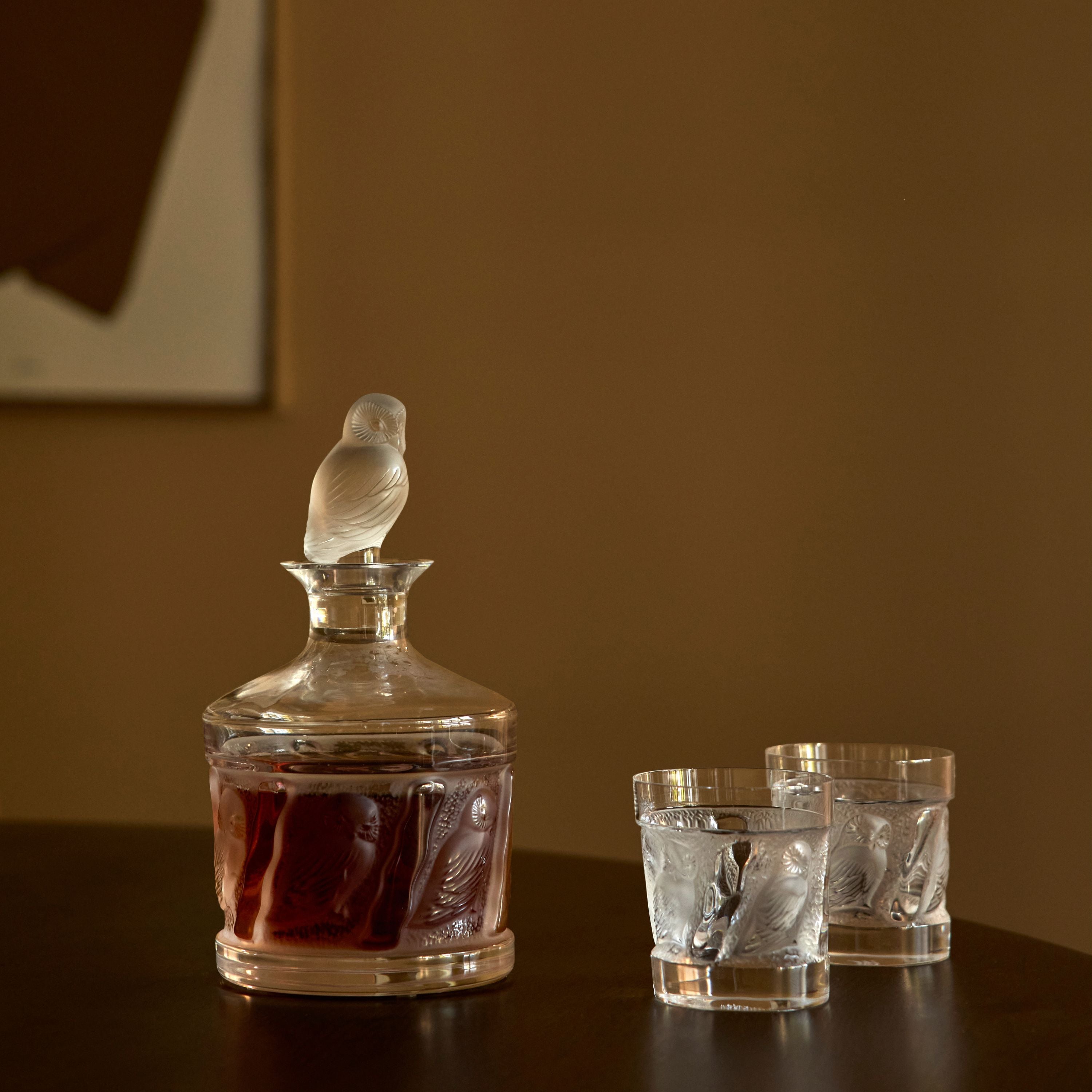 Lalique Hulotte Owl bicchiere whisky cristallo set 1 pezzo incolore
