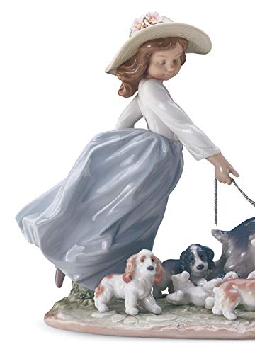 Lladró Sculture La Grande Famiglia bimba cani porcellana