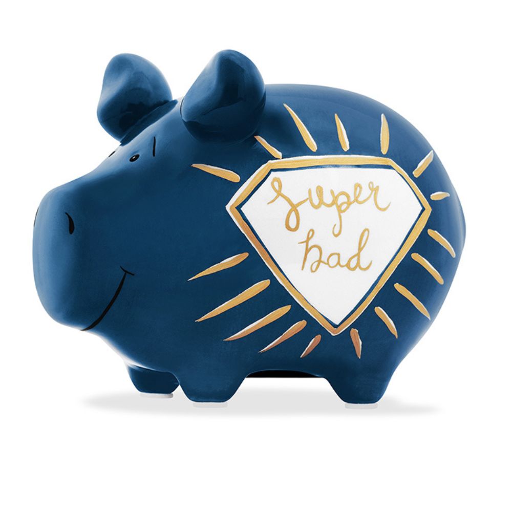 Sparschwein Company Kleinschweine Super Dad salvadanaio papà blu