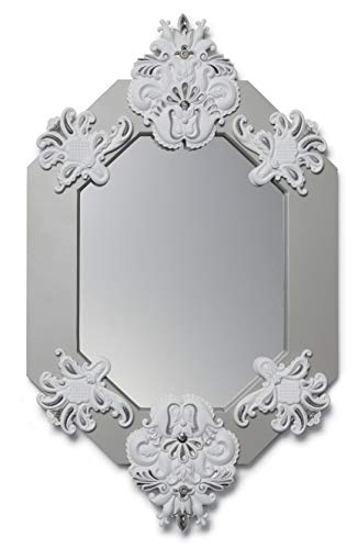 Lladró Specchio Ottagonale Argento Specchio Porcellana Bianco