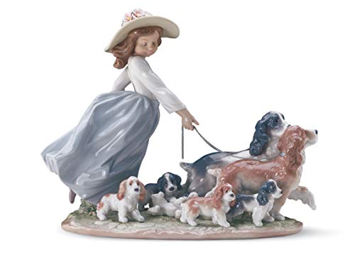 Lladró Sculture La Grande Famiglia bimba cani porcellana