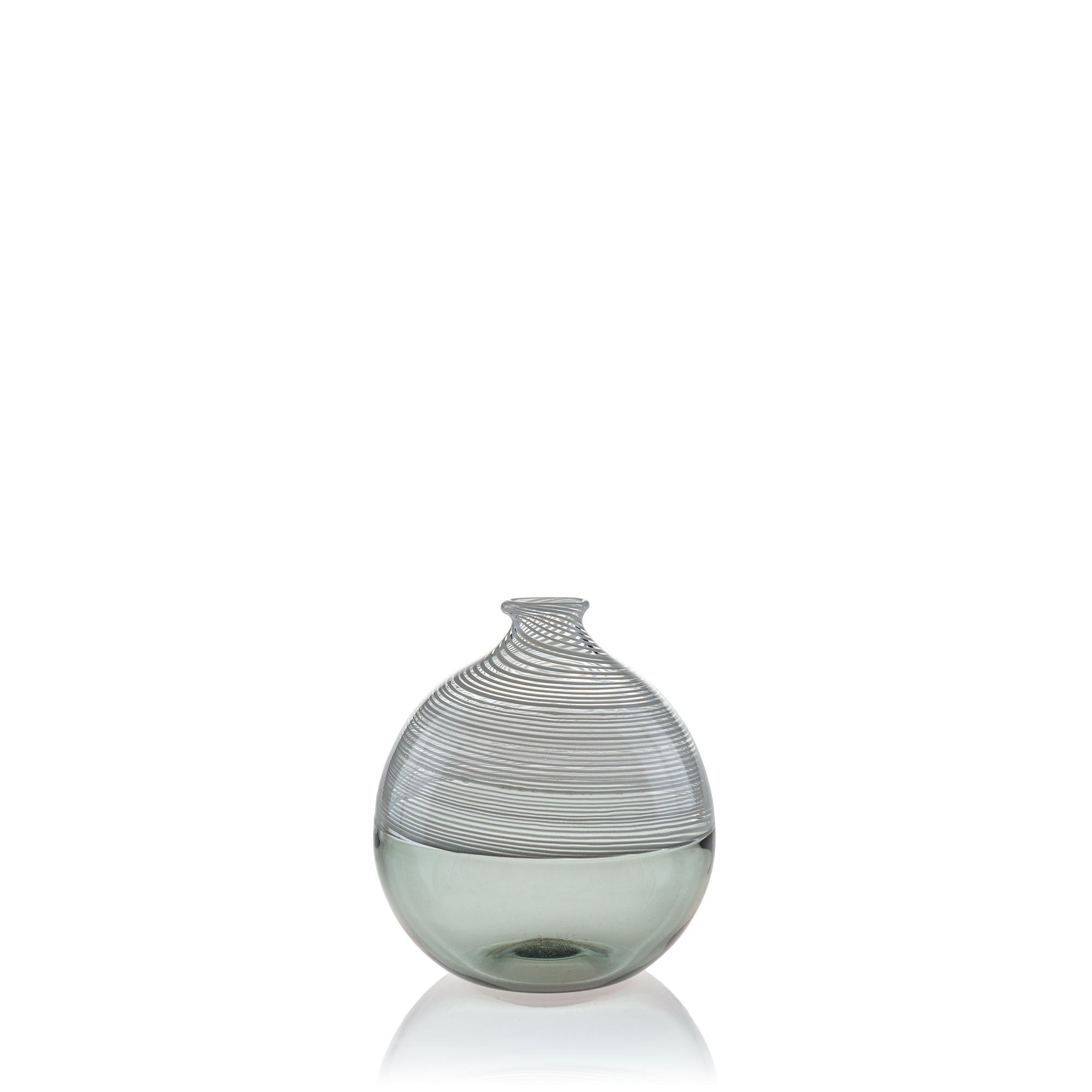 Vaporetto Rialto vaso vetro Murano bianco grigio filigrana