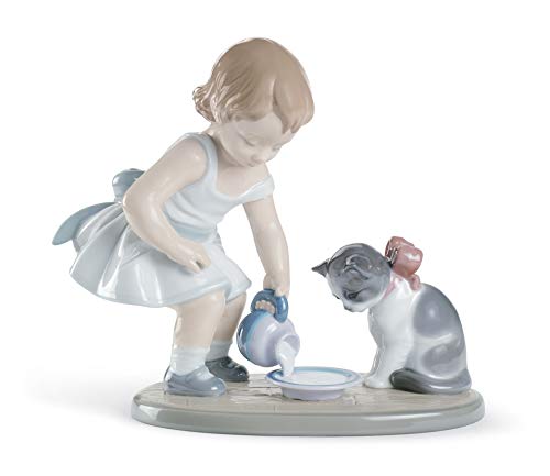 Lladró Sculture La Colazione del Gatto figurina ragazza