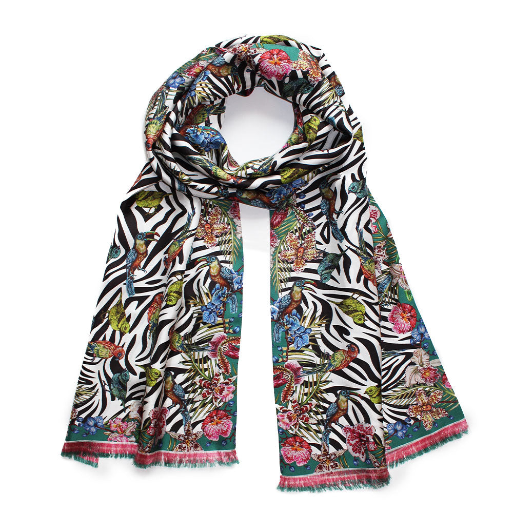 Lalique by Ginny Litscher foulard seta zebra rosa nero