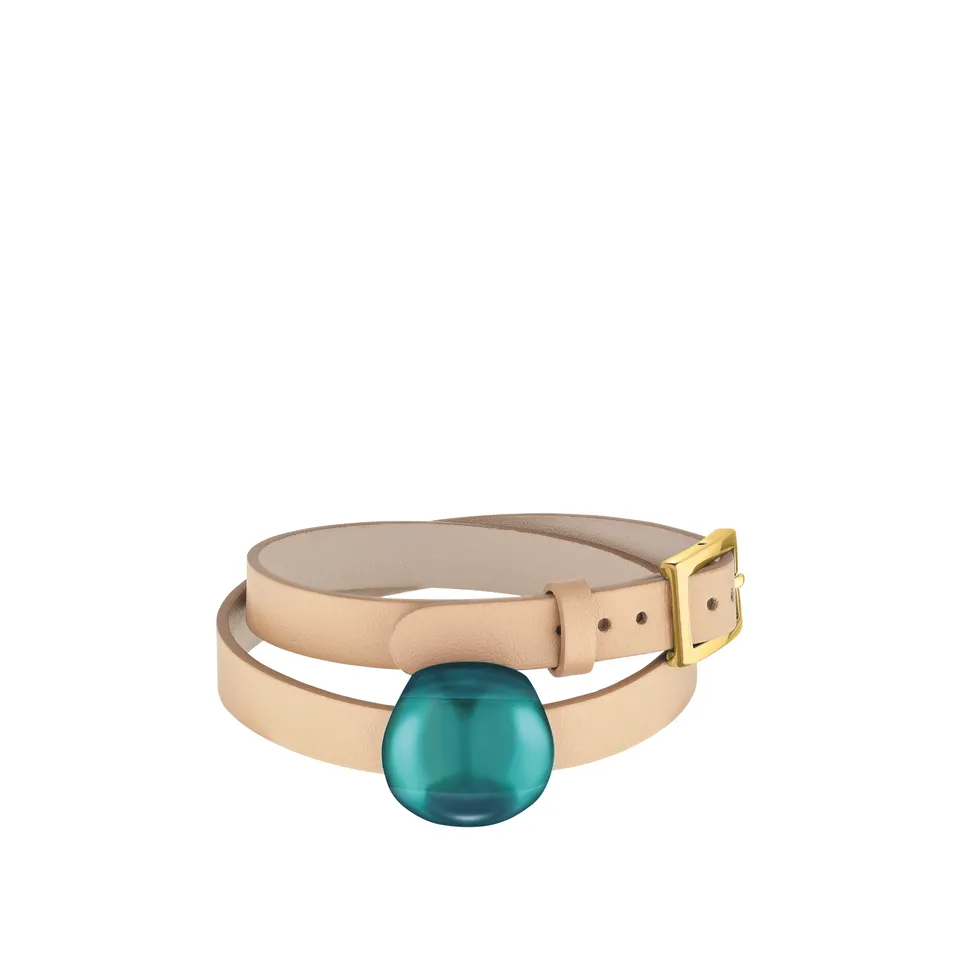 Lalique Cabochon bracciale pelle verde profondo