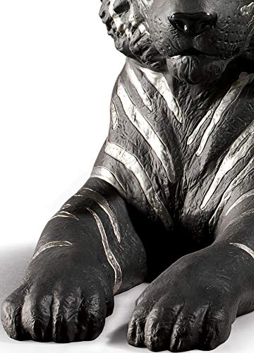 Lladró Sculture Tigre argento e nero figurina porcellana lustro