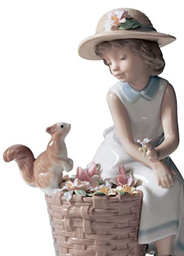 Lladró Sculture Salve Scoiattolino! figurina bimba con fiori
