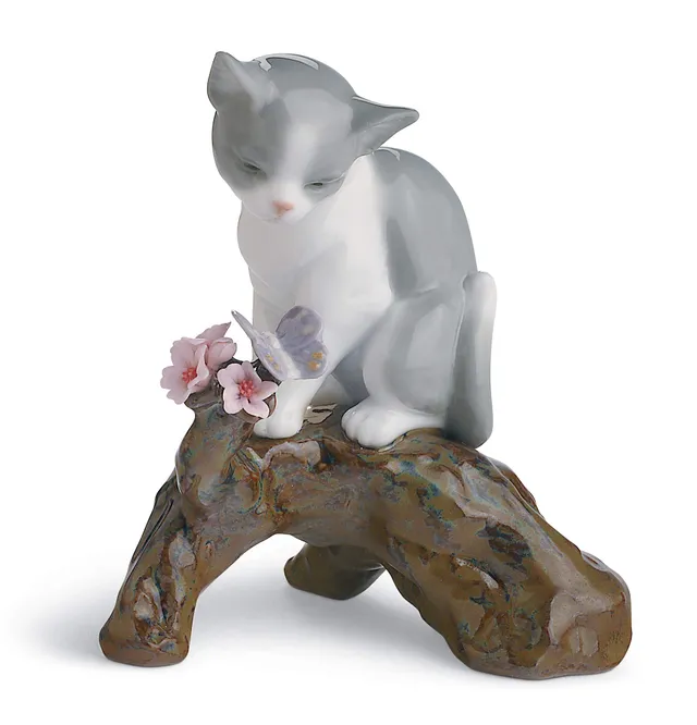 Lladró Sculture Stagione Fiorita gatto figurina porcellana