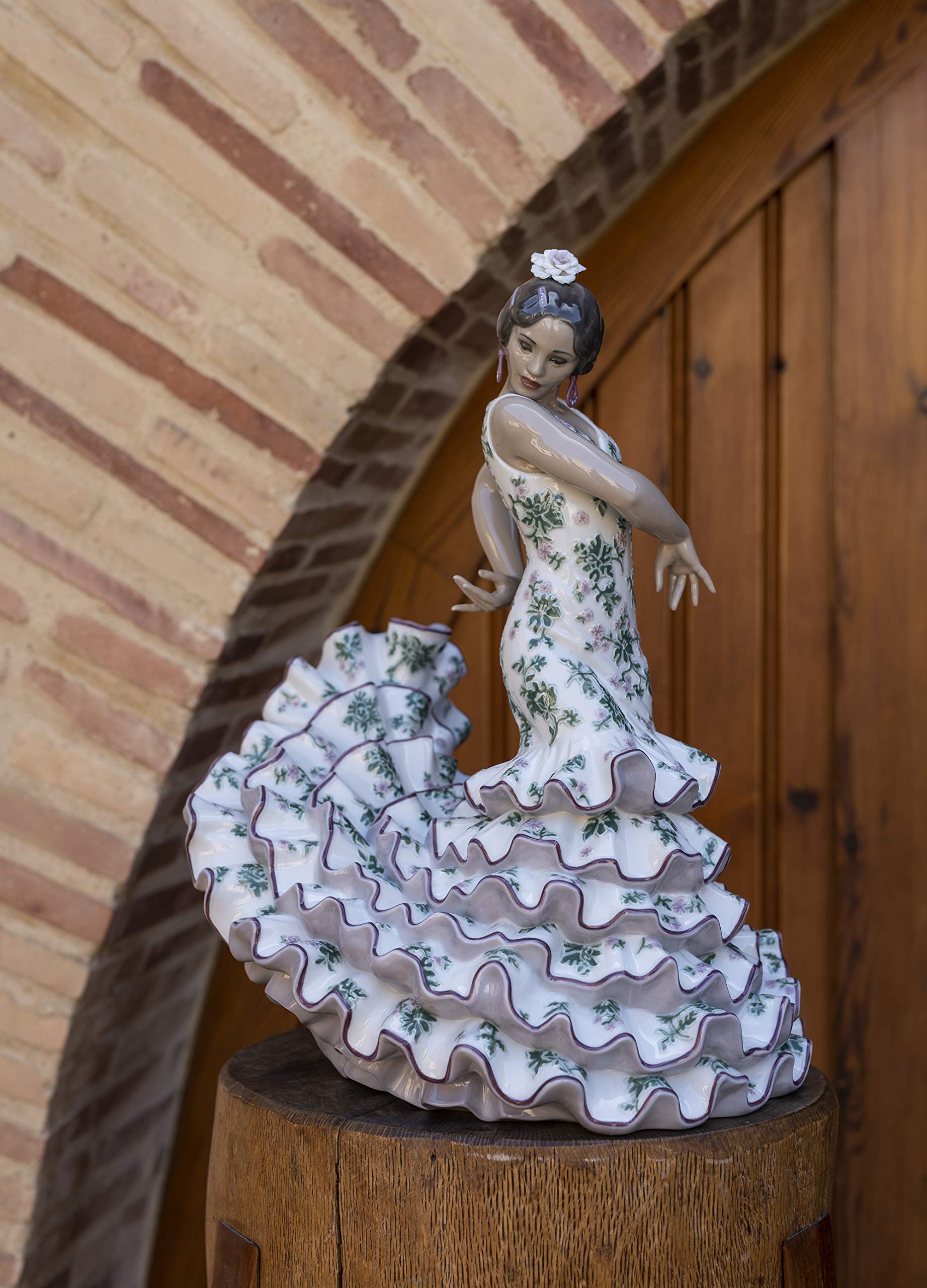 Lladró Alta Porcellana Donna Flamenco scultura verde porpora