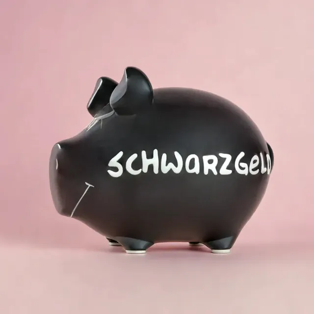 Sparschwein Company Kleinschweine Schwarzgeld salvadanaio maialino nero scritta
