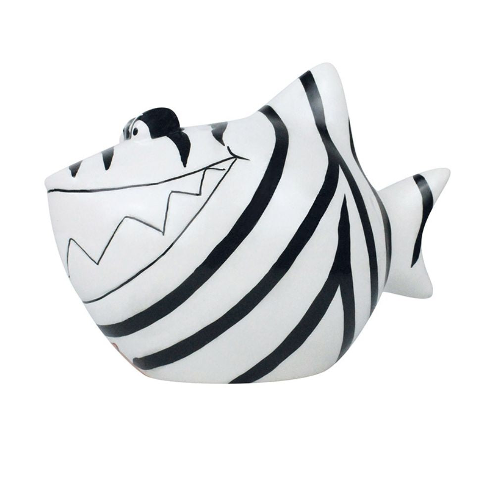 Sparschwein Company Zebra salvadanaio squalo piccolo bianco nero