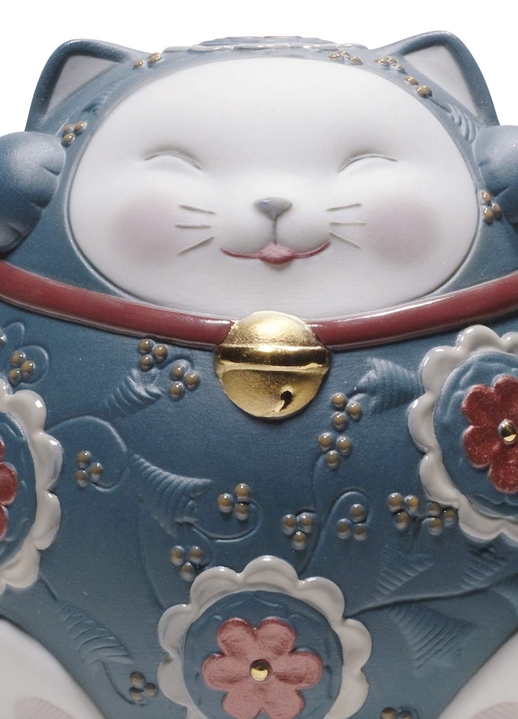 Lladró Maneki Neko II Gatto Fortunato Porcellana