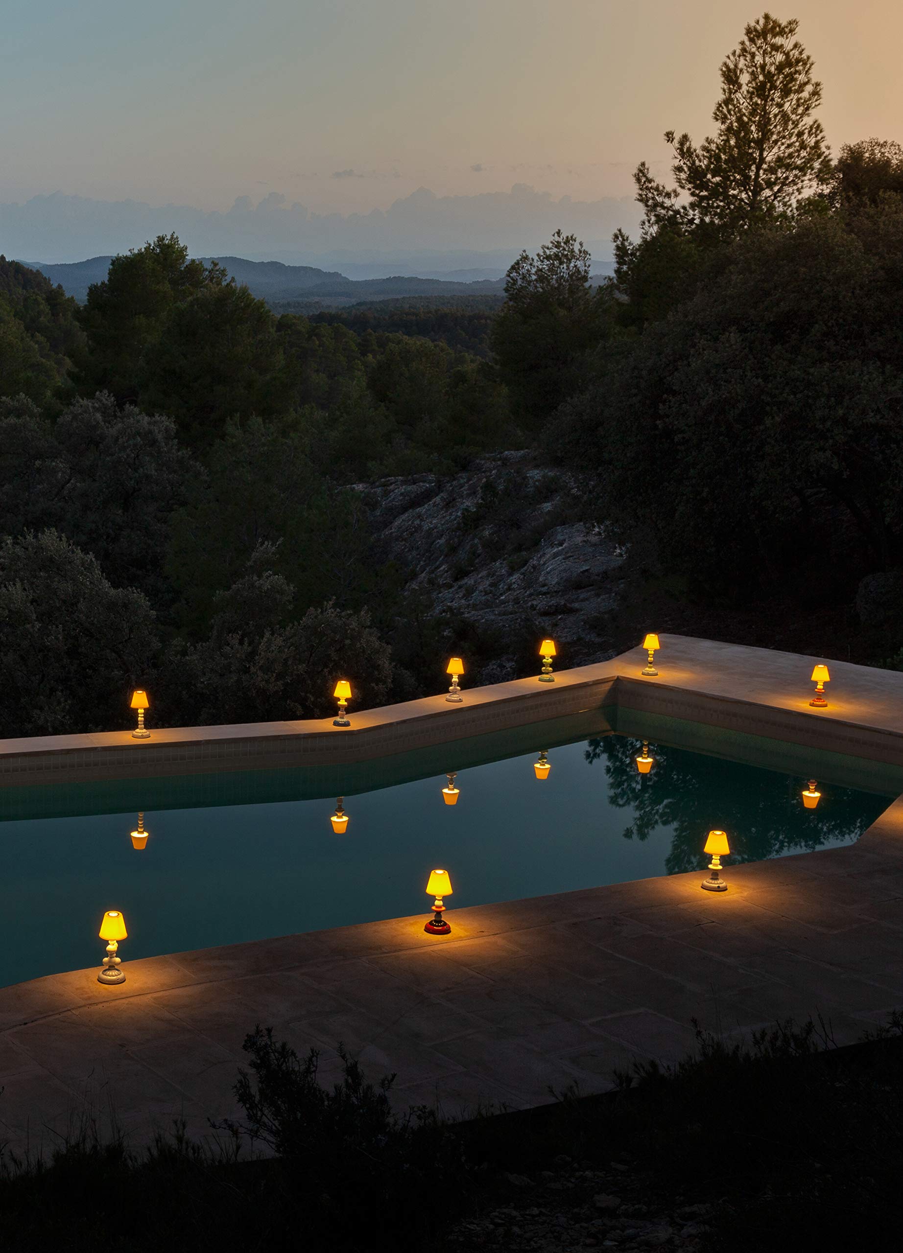 Lladró Firefly Sunflower lampada tavolo porcellana nera