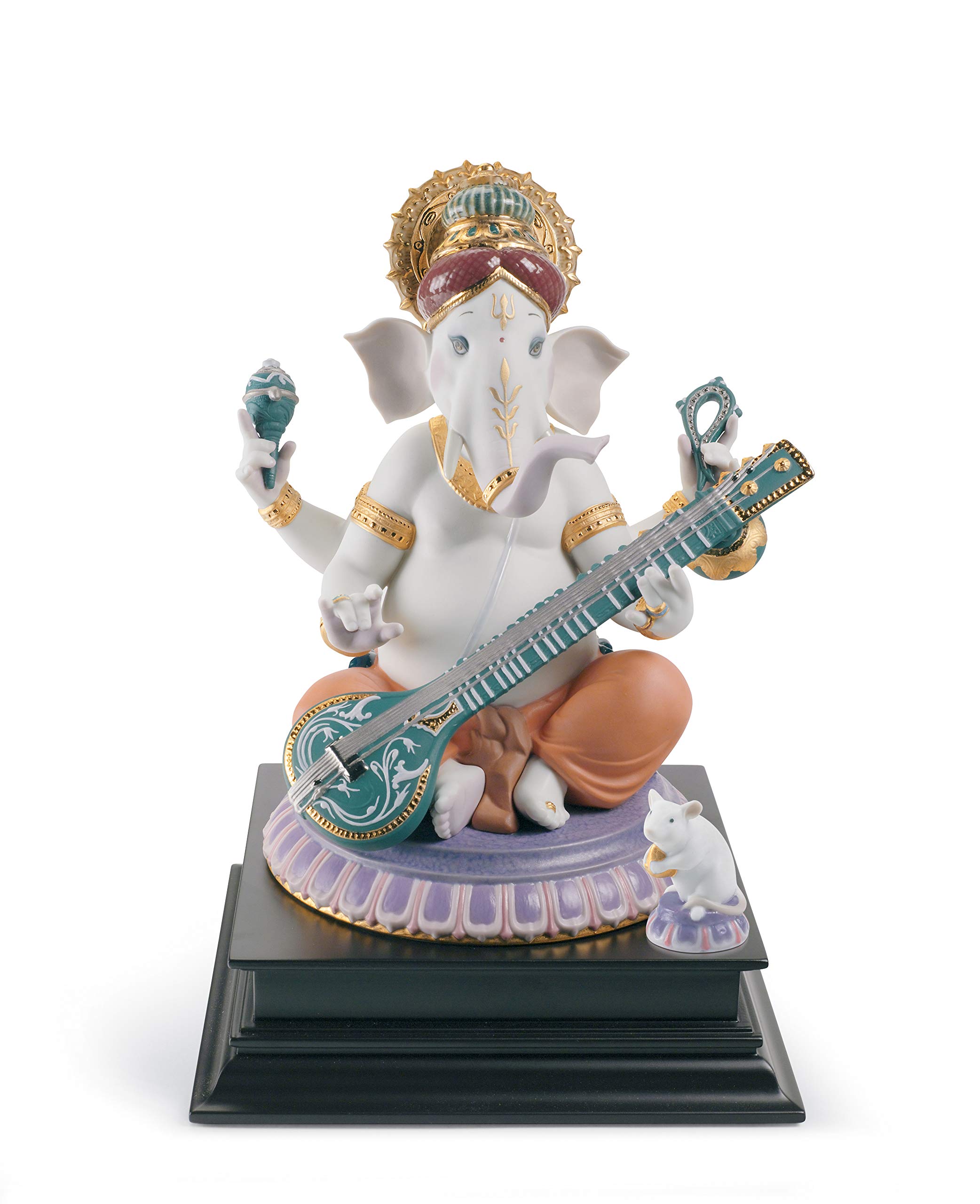 Lladró Alta Porcellana Ganesha con Veena statuetta porcellana