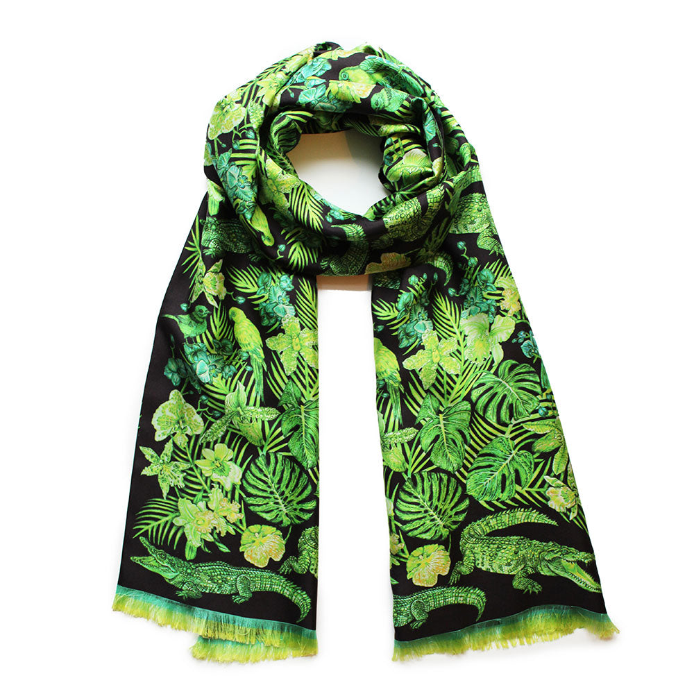 René Lalique by Ginny Litscher foulard seta verde jungle