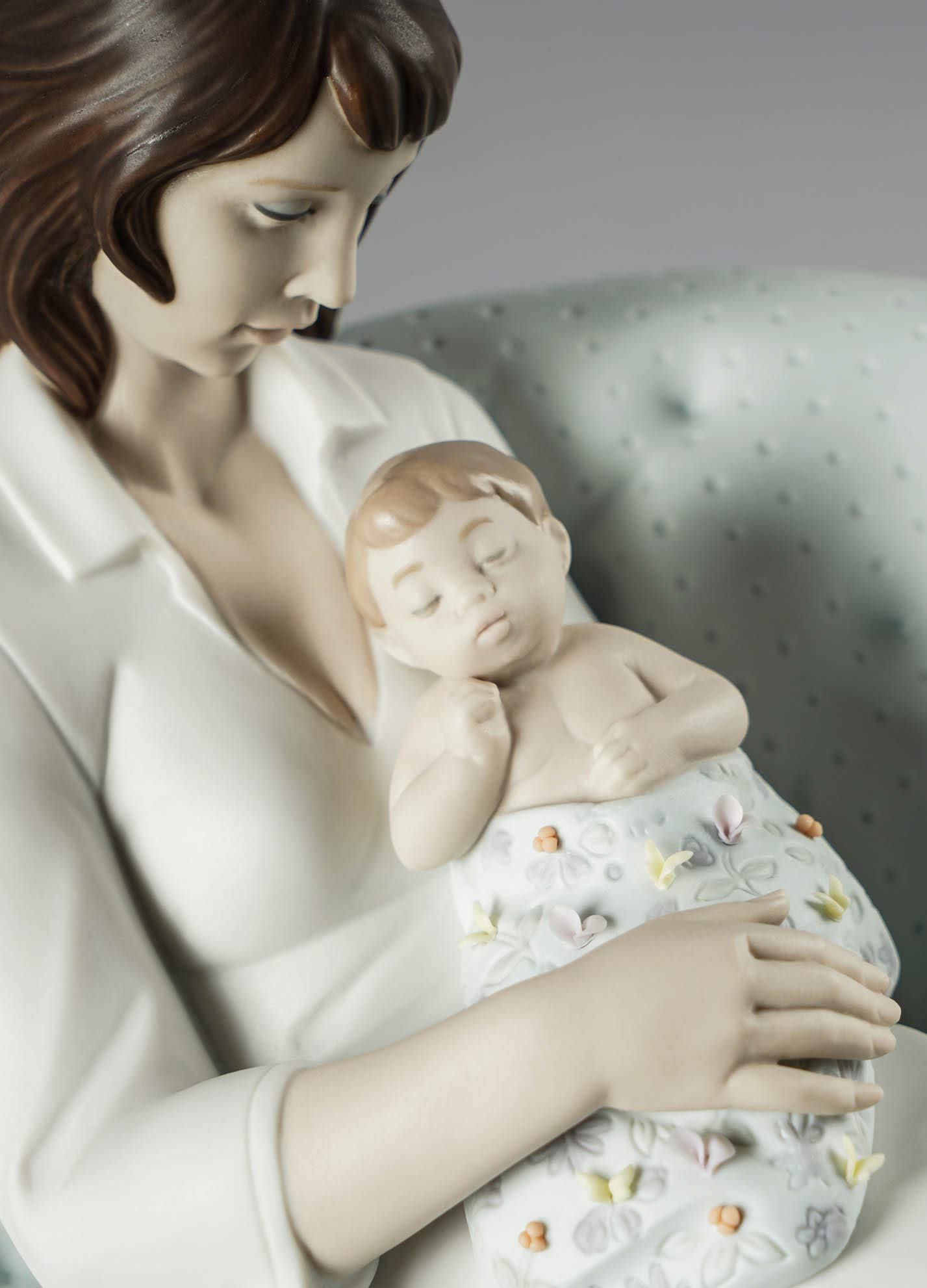 Lladró Sculture Dormendo con Mamma Figurina Porcellana Opaca Colori