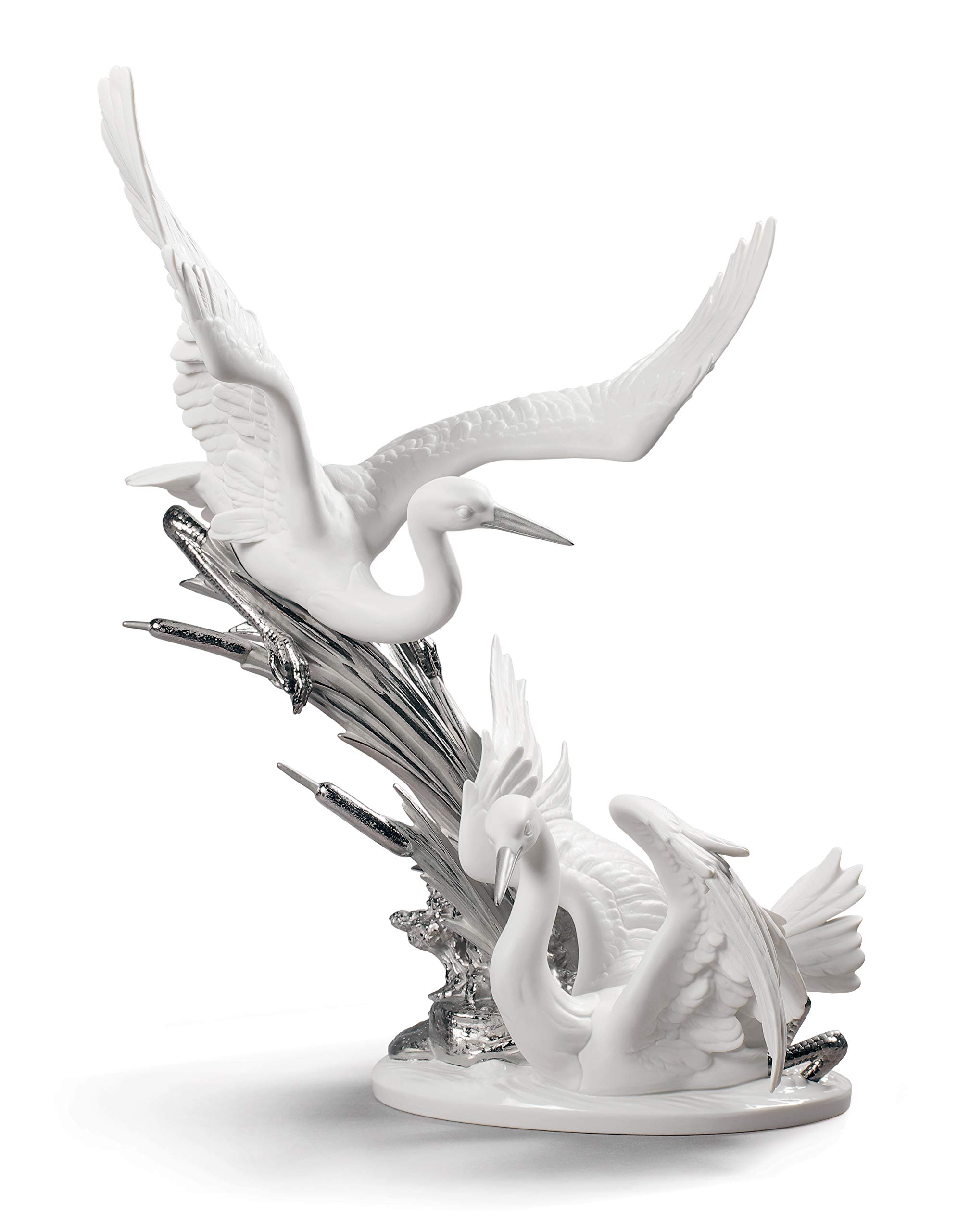 Lladró Alta Porcellana Gru scultura lustro argento