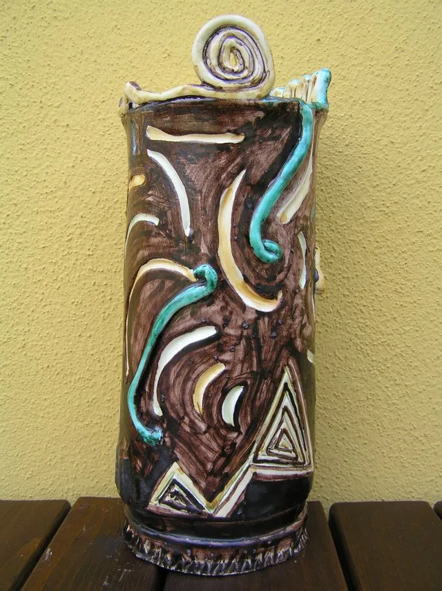 Raffaela Russo Vaso in ceramica 21 portafiori dipinto a mano