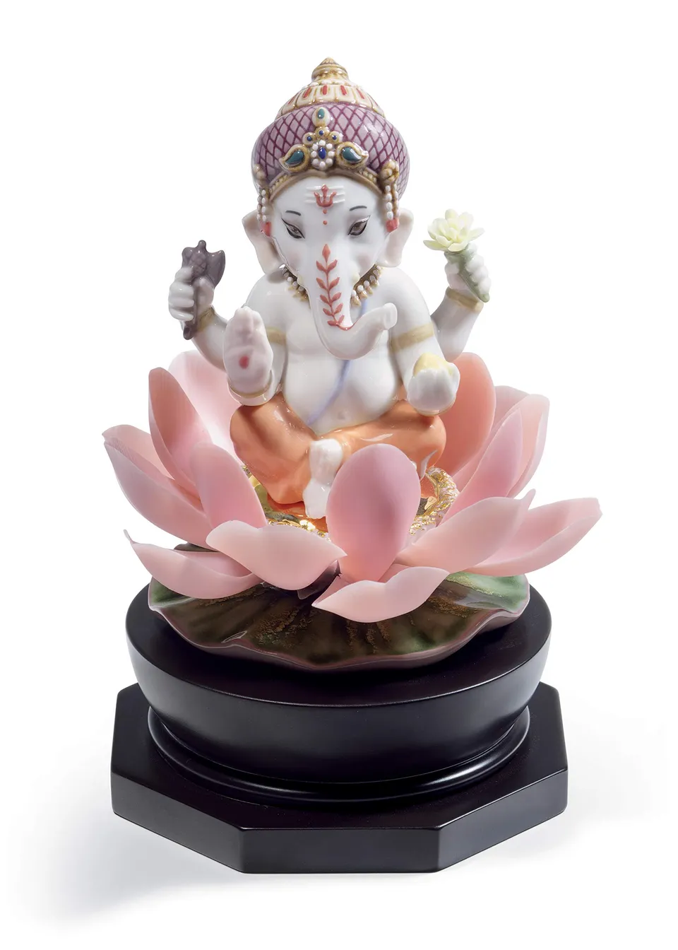 Lladró Sculture Ganesha con Loto figurina divinità
