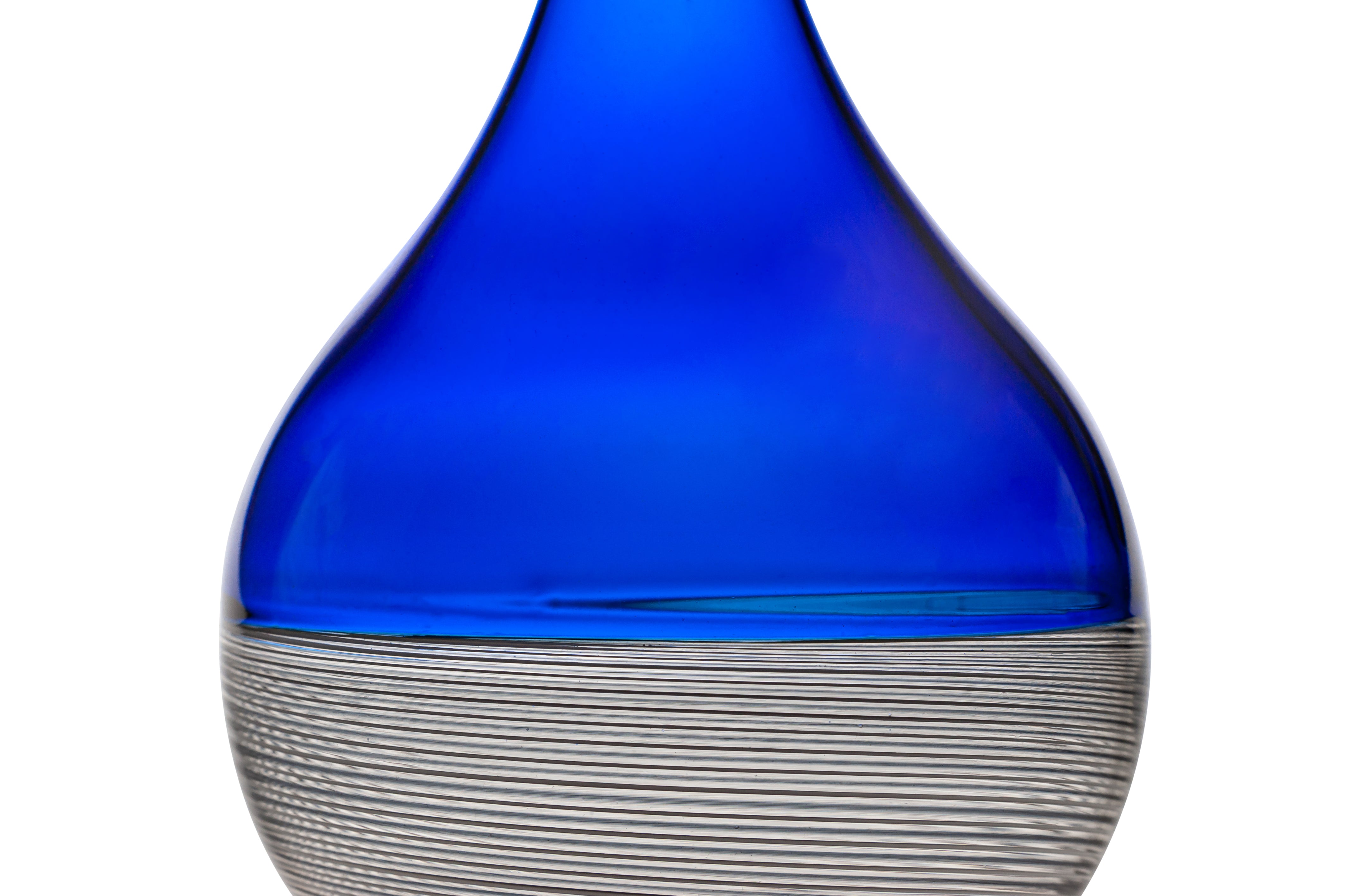 Vaporetto Sonetto vaso vetro Murano 28 cm blu filigrana