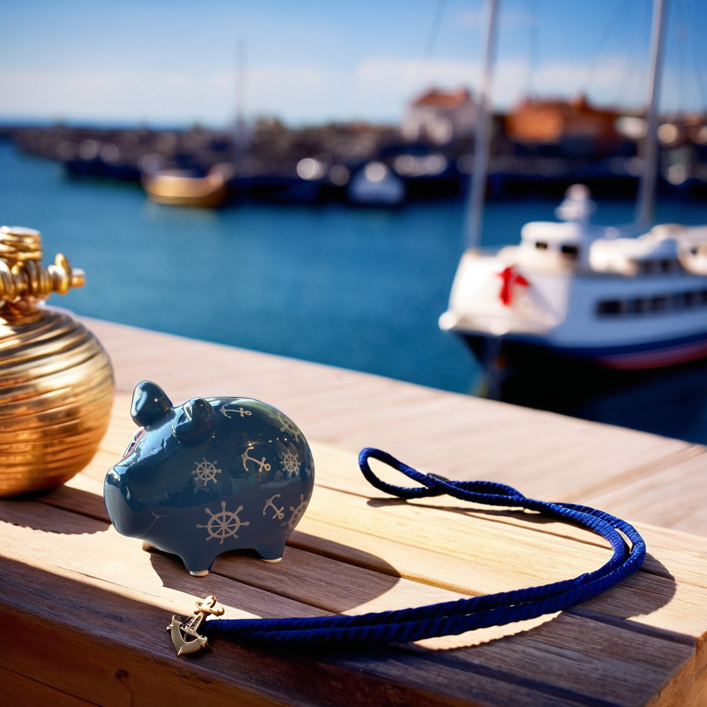 Sparschwein Company Nautilus salvadanaio maialino piccolo blu mare