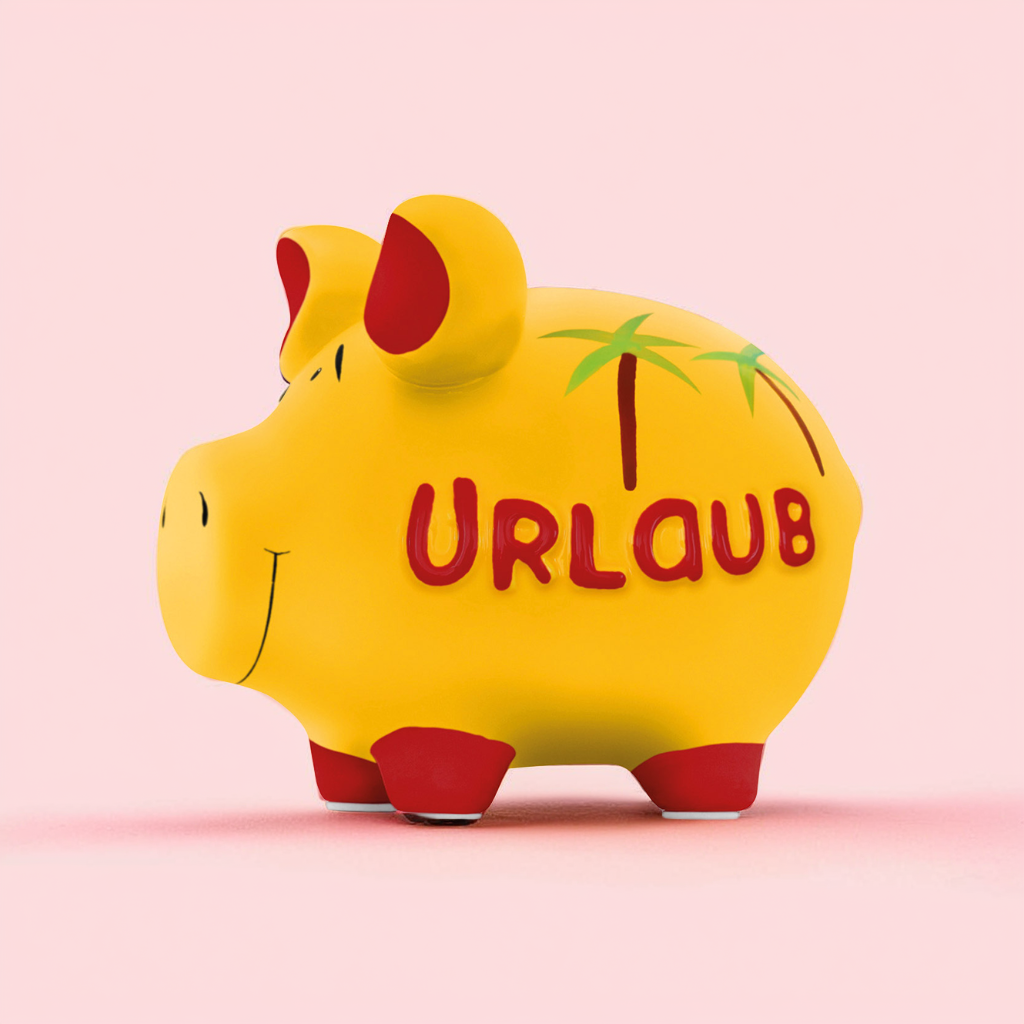 Sparschwein Company Mittelschweine Urlaub salvadanaio giallo rosso