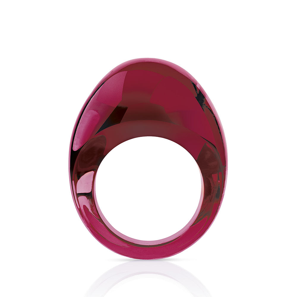 Lalique Cabochon Anello Cristallo Rosso Oro Mis. 49-59