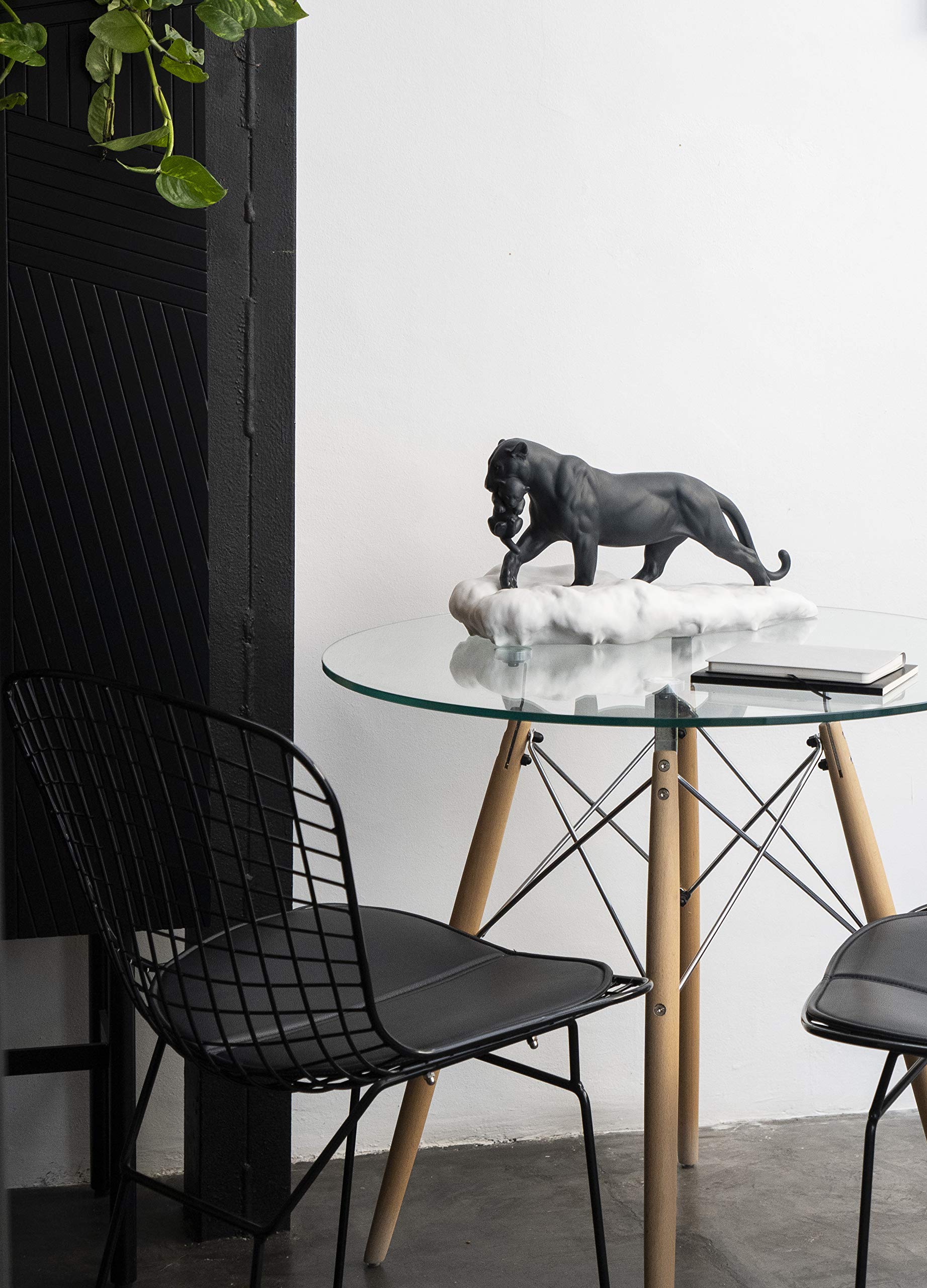 Lladró Pantera nera con cucciolo scultura in porcellana