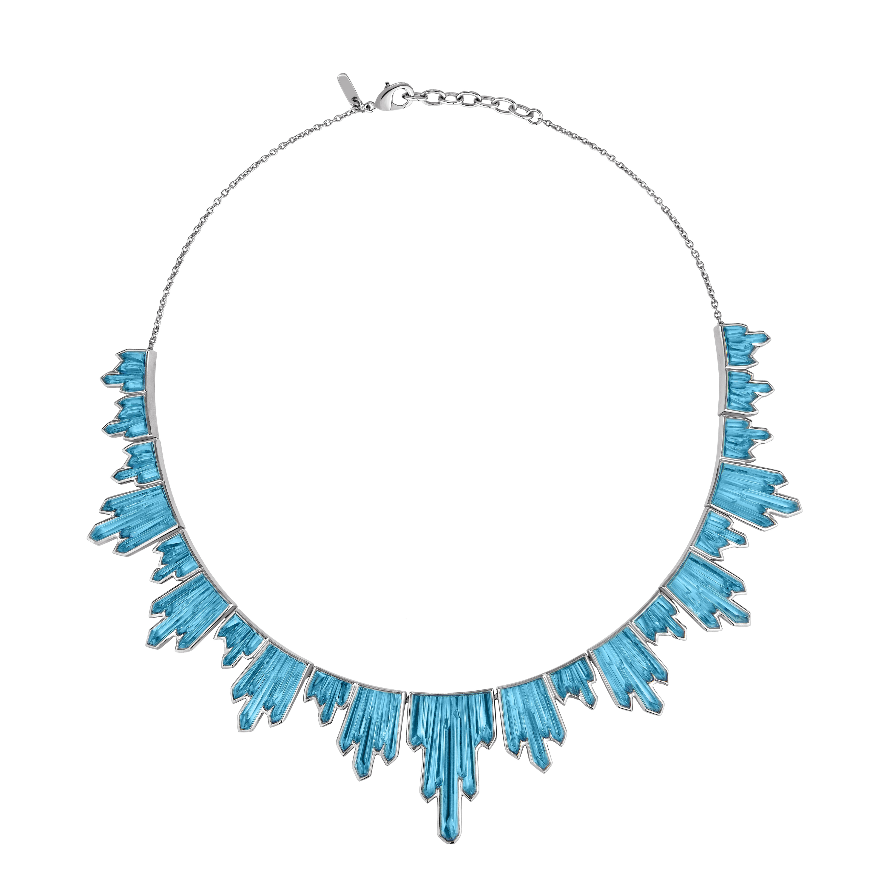 René Lalique Terramineral collana argento 21 cristalli blu