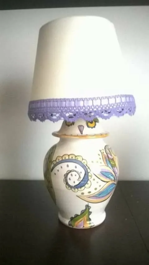 Raffaela Russo Arredo Fiori lampada ceramica dipinta a mano