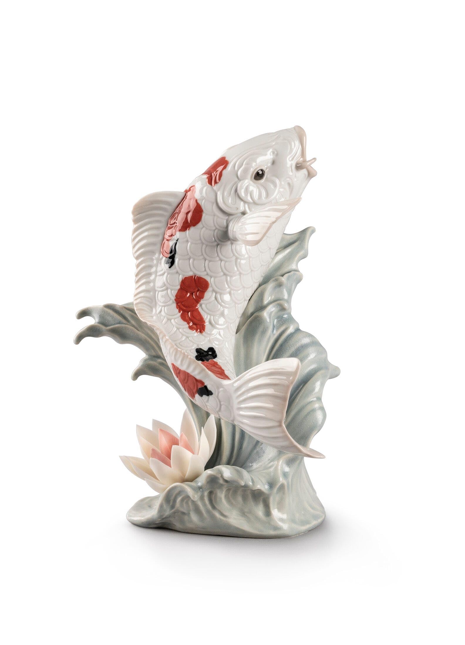 Lladró Koi scultura in porcellana carpa rossa fatto a mano