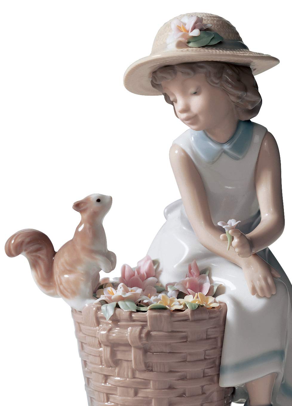 Lladró Sculture Salve Scoiattolino! figurina bimba con fiori