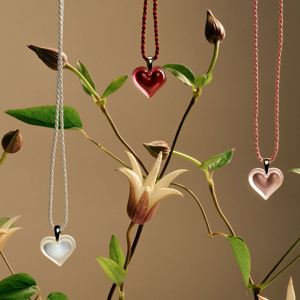 René Lalique Amoureuse Pendente cuore argento rosa