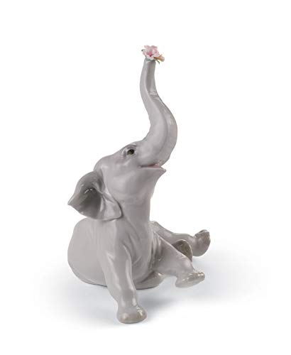 Lladró Sculture Elefante Bebè Fiore Rosa figura porcellana