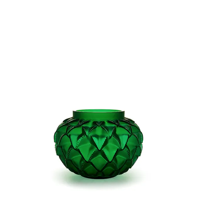 Lalique Languedoc vaso piccolo cristallo verde taglia S