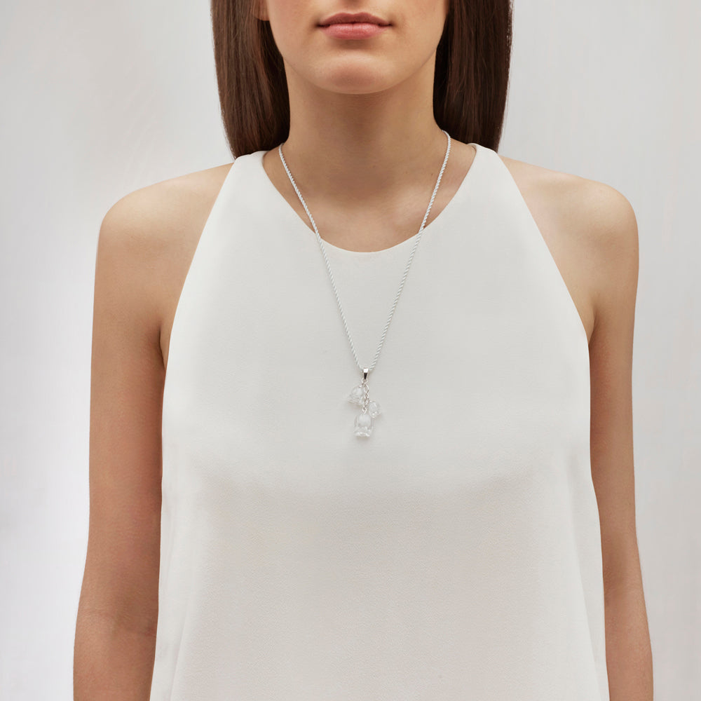 Lalique Muguet Ciondolo Argento 3 Cristalli Mughetto