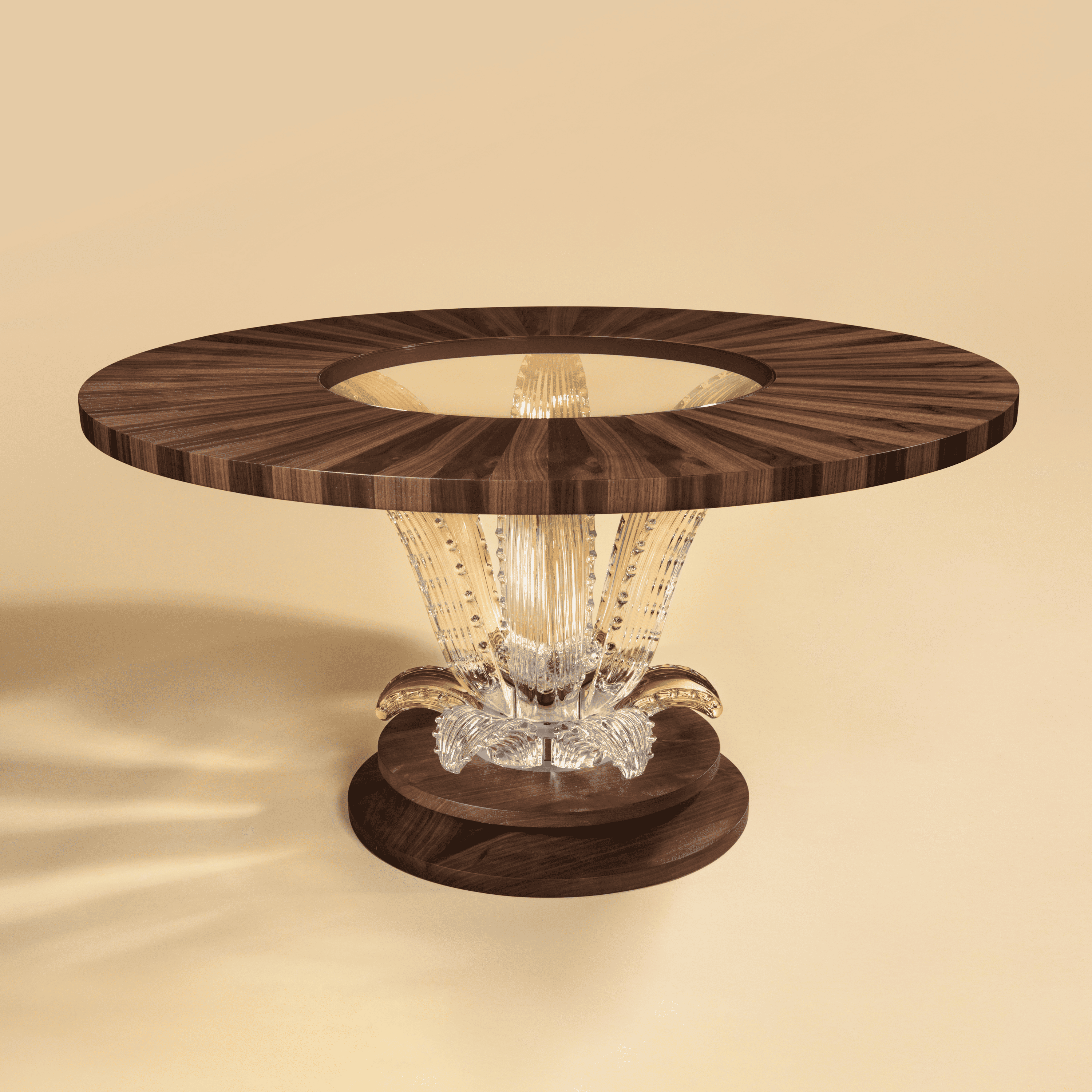 Lalique Cactus tavolino caffè noce cristallo taglia L rotondo