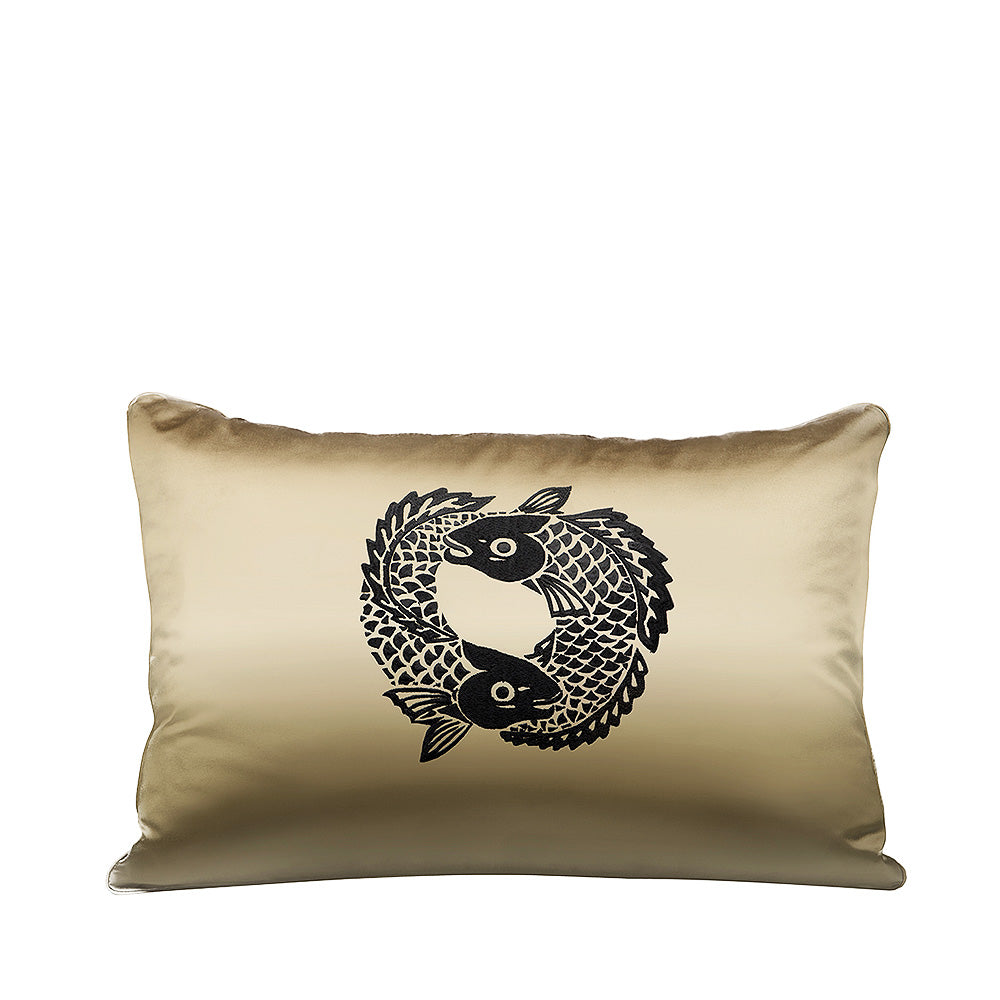 Lalique Textiles Koi Circle cuscino rettangolare ricamato