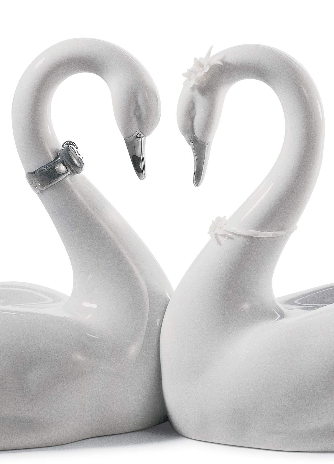 Lladró Cigni Amore Senza Fine figurina lustro argento