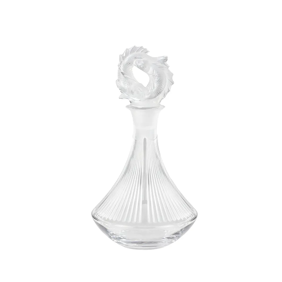 Lalique 2 Poissons caraffa cristallo pesci taglia unica