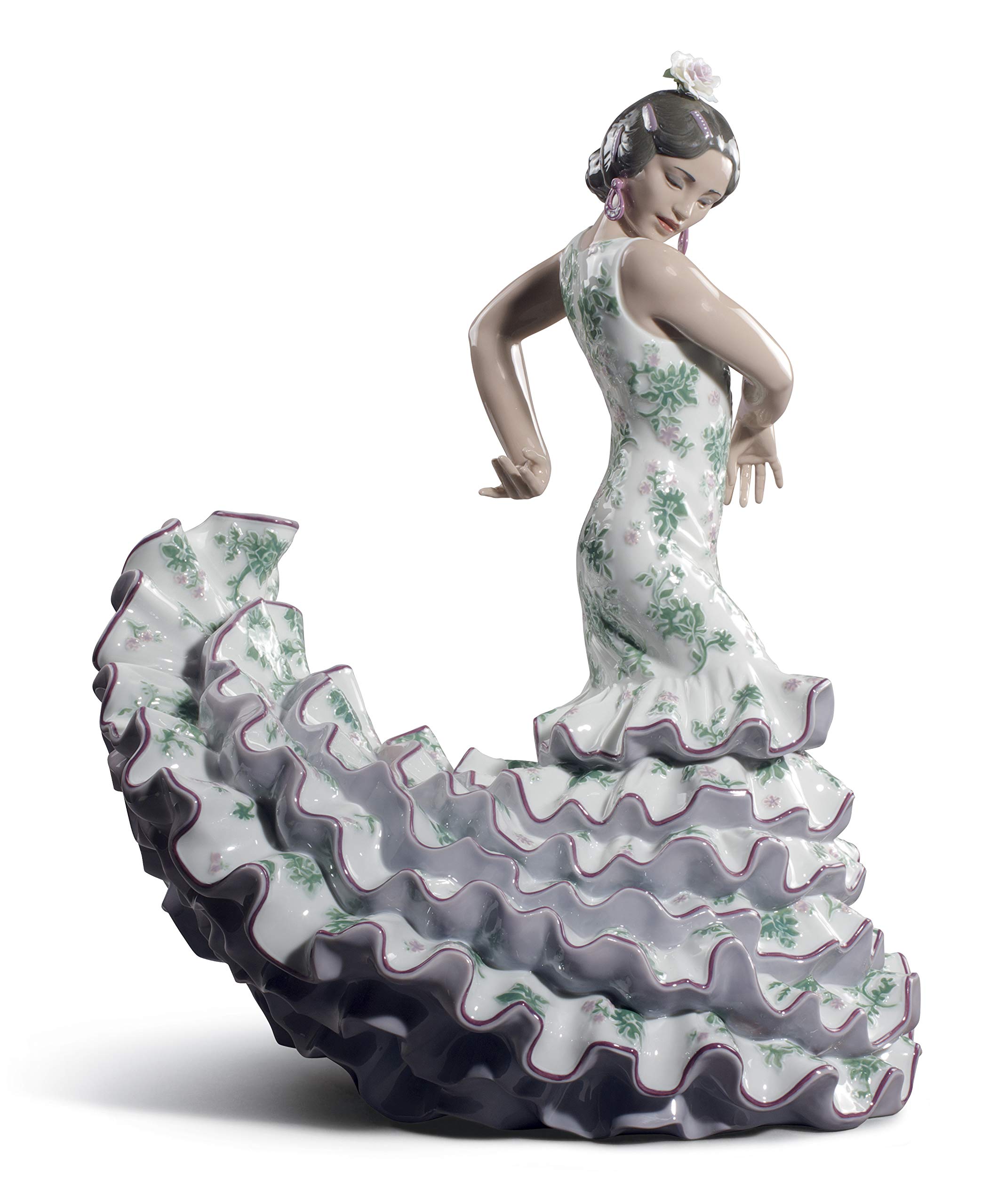 Lladró Alta Porcellana Donna Flamenco scultura verde porpora
