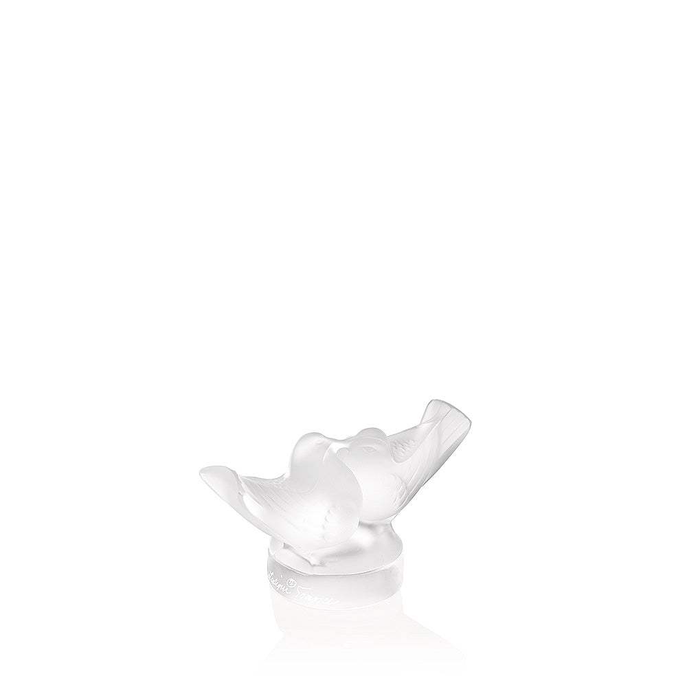 René Lalique Lovebirds Scultura S in Cristallo Incolore