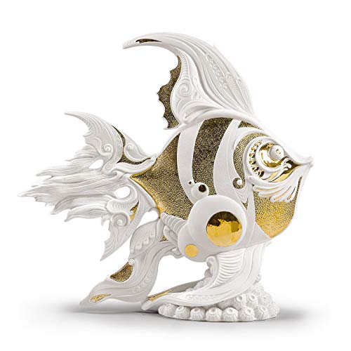 Lladró Sculture Pesce Scalare Figurina Porcellana Animale Marino