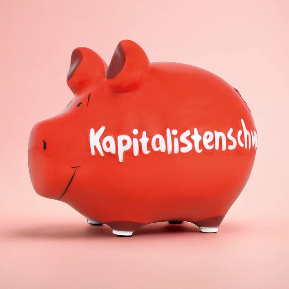 Sparschwein Kapitalistenschwein salvadanaio maiale rosso