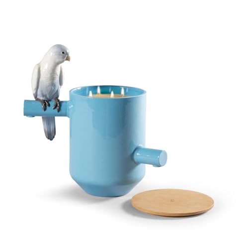 Lladró Parrot Treasure candela profumata blu porcellana