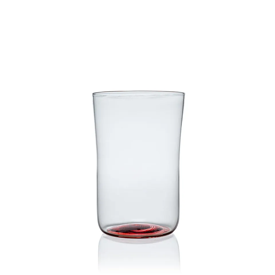 Vaporetto A-Fondi bicchiere vetro Murano filigrana rossa H 13